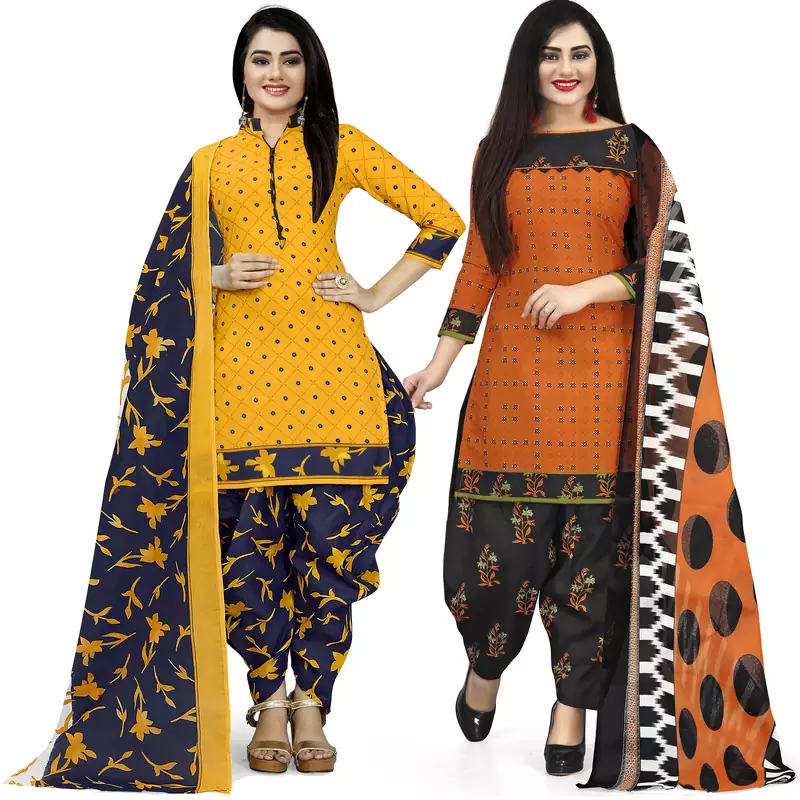 Multicolor printed blended cotton salwar
