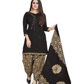 Brown printed blended cotton salwar