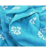 blue Handcrafted Linen Saree with embroidery work on the saree