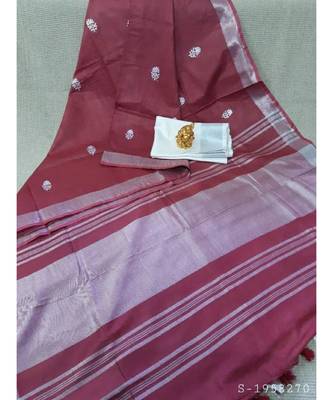 multicolor Handcrafted Linen Saree with small flower embroidery work 1