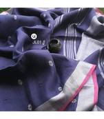 blue Handcrafted Linen Saree with small flower embroidery work