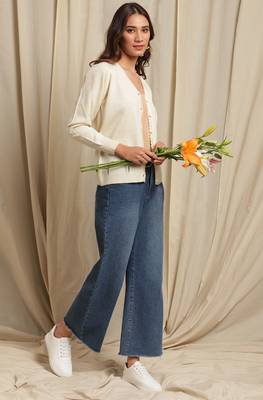 Janasya Janasya Women's Off White Woolen Cardigan 2