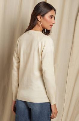 Janasya Janasya Women's Off White Woolen Cardigan 4