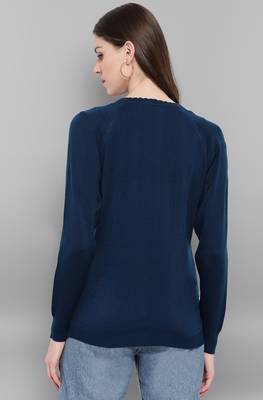 Janasya Janasya Women's Blue Woolen Cardigan 4