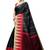 Black printed art silk saree with blouse