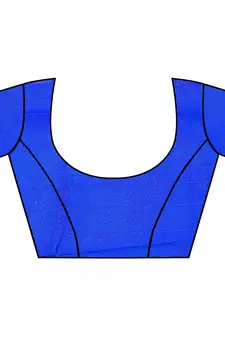 Blue Printed Art silk blend Saree With Blouse
