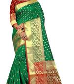 Green hand woven banarasi saree with blouse