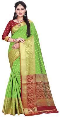 Light green hand woven banarasi saree with blouse 1