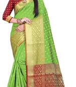 Light green hand woven banarasi saree with blouse
