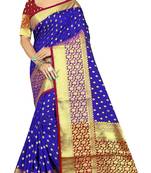 Light blue hand woven banarasi saree with blouse