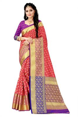 Light pink hand woven banarasi saree with blouse 1