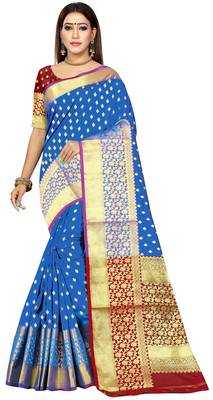 Coral hand woven banarasi saree with blouse 1