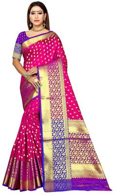 Magenta hand woven banarasi saree with blouse 1