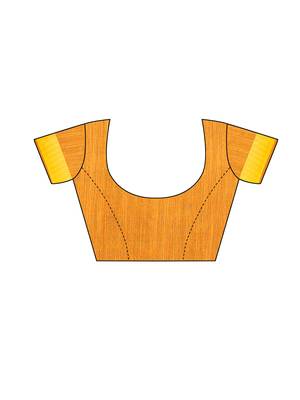 Mustard printed cotton silk saree with blouse 5