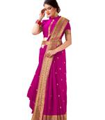 Pink woven art silk saree saree with blouse