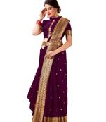 Wine woven banarasi silk saree with blouse