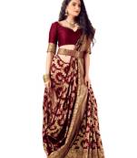 Maroon woven art silk saree saree with blouse
