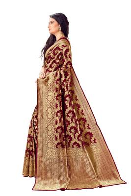 Maroon woven art silk saree saree with blouse 2