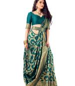 Olive woven art silk saree saree with blouse