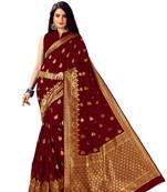 Maroon woven art silk saree saree with blouse