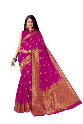 Pink woven art silk saree saree with blouse 1