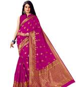 Pink woven art silk saree saree with blouse