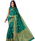 Olive woven art silk saree saree with blouse