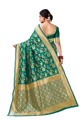 Olive woven art silk saree saree with blouse 3