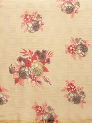 Beige woven chiffon saree with blouse 3