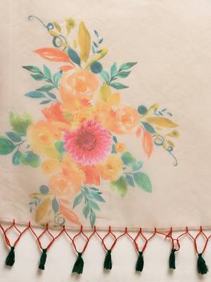Beige woven organza saree with blouse 4