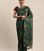 Green woven organza saree with blouse