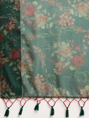 Green woven organza saree with blouse 4