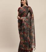 Grey woven organza saree with blouse