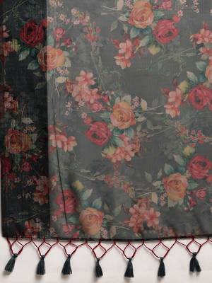 Grey woven organza saree with blouse 4