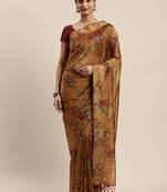 Mustard woven organza saree with blouse