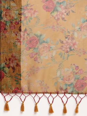 Mustard woven organza saree with blouse 4