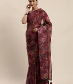 Purple woven organza saree with blouse
