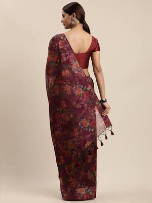 Purple woven organza saree with blouse 2