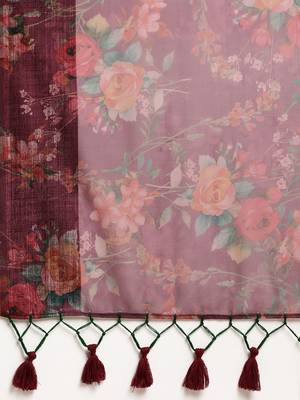 Purple woven organza saree with blouse 4