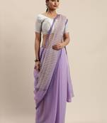 Purple woven faux georgette saree with blouse
