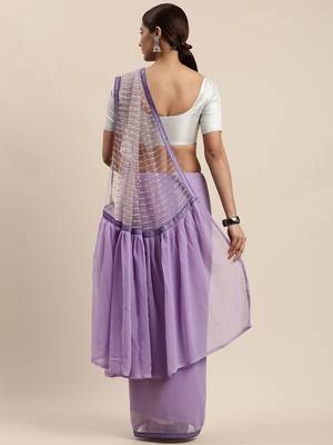 Purple woven faux georgette saree with blouse 2