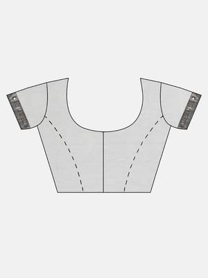 Grey woven faux georgette saree with blouse 5