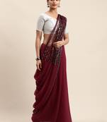 Purple woven faux georgette saree with blouse