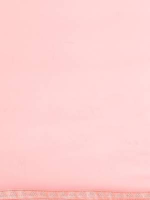 Pink woven faux georgette saree with blouse 4
