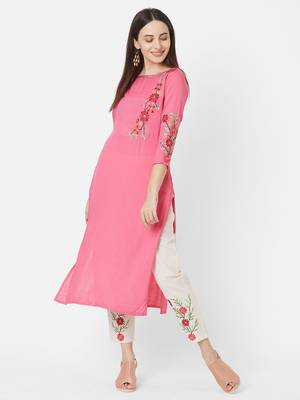 Pink multi resham work rayon salwar 1