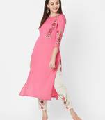 Pink multi resham work rayon salwar