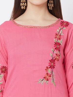 Pink multi resham work rayon salwar 4