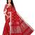 Red printed silk saree with blouse