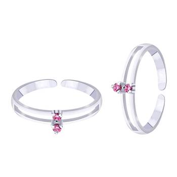 Pink Stone Silver Toe Ring- TR250 1