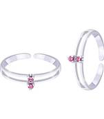 Pink Stone Silver Toe Ring- TR250